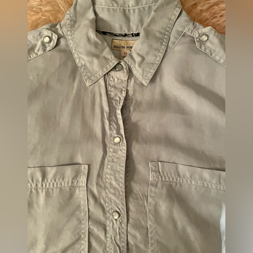 Holding Horses Chambray Button-Up Blouse